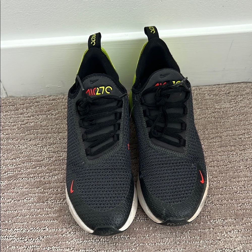 Nike Black and Red Sneakers with Breathable Mesh and White Sole